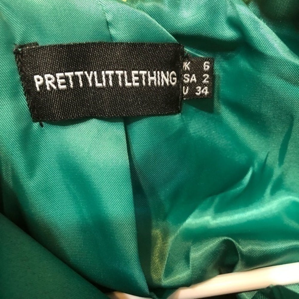 PrettyLittleThing Bomber Inglewood Green Satin Oversized Jacket Sporty Retro - Picture 6 of 7